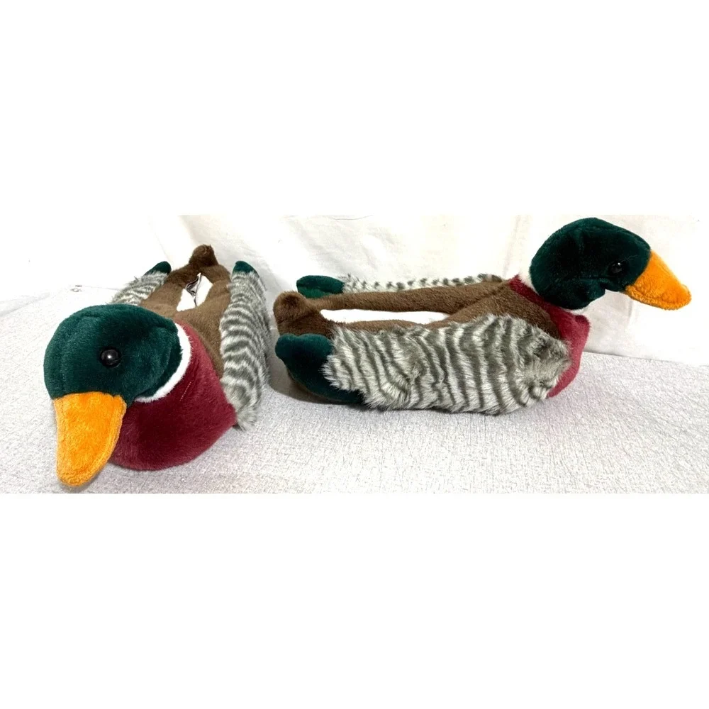 Vintage 1980's Animal Kingdom Mallard Duck Slippers Adult Size M-L (10-12)